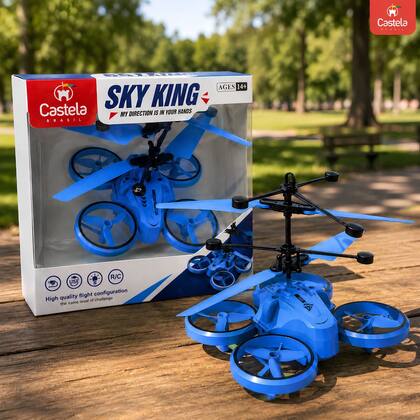 Imagem de Mini Drone Voador Azul Recarregável C/ Sensor de Movimento - Castela