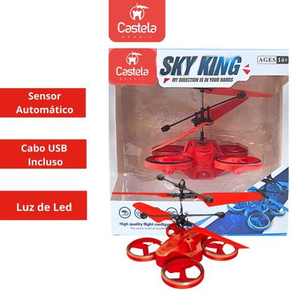 Imagem de Mini Drone Voador Vermelho Recarregável C/ Sensor de Movimento - Castela