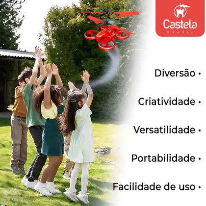Imagem de Mini Drone Voador Vermelho Recarregável C/ Sensor de Movimento - Castela