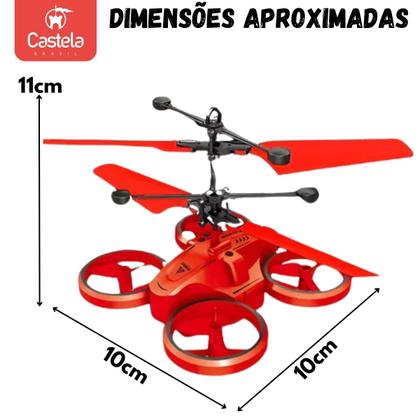 Imagem de Mini Drone Voador Vermelho Recarregável C/ Sensor de Movimento - Castela
