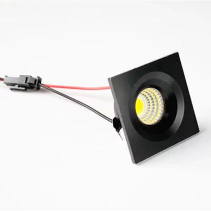 Imagem de Mini Embutido P/ Moveis Led Elysa 3W 3000K Quadrado Preto  - MB Led - 6007