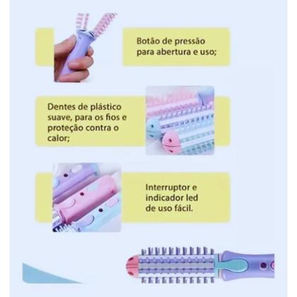 Imagem de Mini Escova Modeladora Portátil Enrola Cabelo Alisadora Bivolt