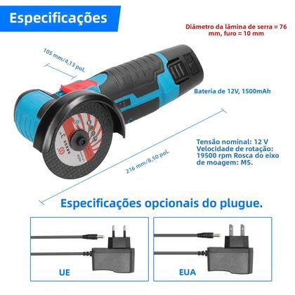 Imagem de Mini Esmerilhadeira Angular Sem Fio 12V - 19500 RPM - Bateria de Lítio