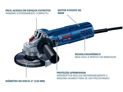 Imagem de Mini Esmerilhadeira Bosch Angular 5/8” - 900W GWS 9-125