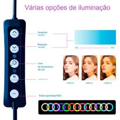 Imagem de Mini Estudio Fotográfico 40x40cm Dobrável Led 3 Tons 6 Cores