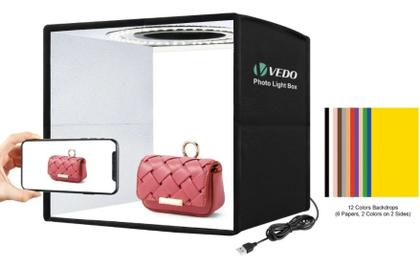 Imagem de Mini Estúdio Fotográfico Photo Studio LED USB Portátil Com 12 Cores de Fundo