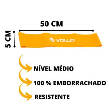 Imagem de Mini Faixa de Exercício Elástica Mini Band Nível Médio Vollo