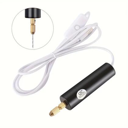 Imagem de Mini Ferramenta furadeira portátil usb aparelho para trabalhos de artesanatos kit com chave allen e brocas reposição