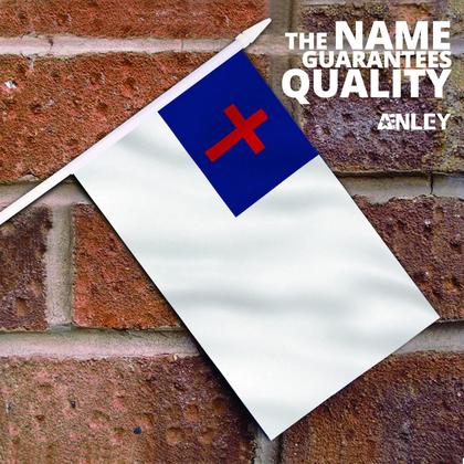 Imagem de Mini Flag Anley Christian, pacote com 12 polegadas, 5 x 8 polegadas com poste sólido