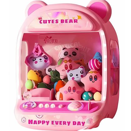 Imagem de Mini Fliperama Para Crianças Pega Ursinho com Luzes, Sons e Pelúcias Inclusas