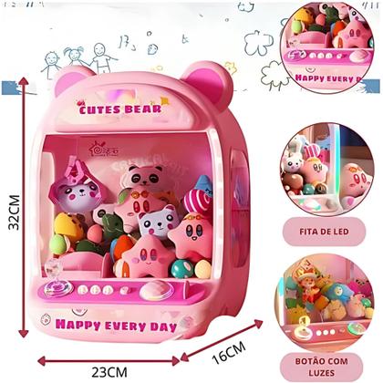 Imagem de Mini Fliperama Para Crianças Pega Ursinho com Luzes, Sons e Pelúcias Inclusas