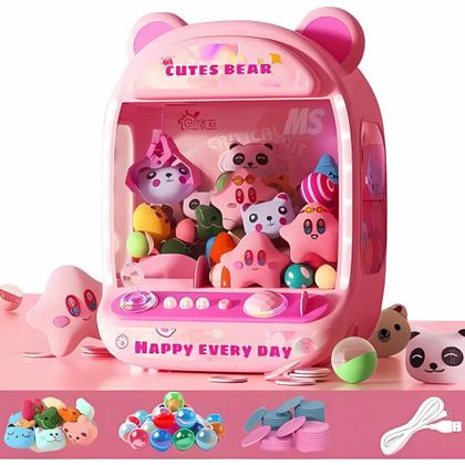 Imagem de Mini Fliperama Para Crianças Pega Ursinho com Luzes, Sons e Pelúcias Inclusas