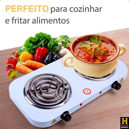 Imagem de Mini Fogão Elétrico Portátil 2500w Fogareiro 2 Bocas Compacto Linha Premium 