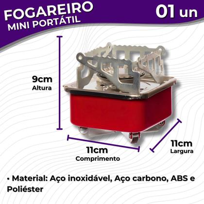 Imagem de Mini Fogareiro Portátil Camping à Gás 1 Boca Fogão Inox