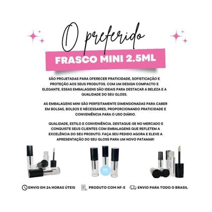 Imagem de Mini Frasco Para Batom Liquido Gloss Labial Resistente 25Und