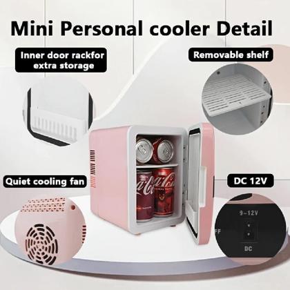 Imagem de Mini Frigobar Portatil Rosa 4L Aquece Resfria Carro 12v
