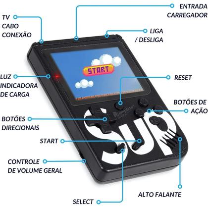 Imagem de  Mini Game Retrô Console Portátil com 400 Jogos Clássicos Embutidos  Diversão em Qualquer Lugar