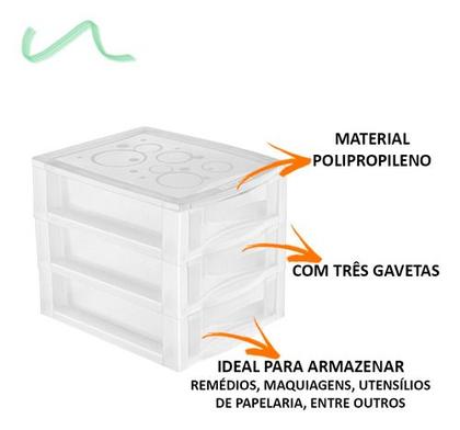 Imagem de Mini Gaveteiro Pequeno Organizar 3 Gavetas Cristal Kit 6