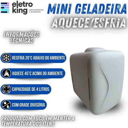 Imagem de Mini Geladeira Automotiva Portátil Prime Aquece Refrigera 4,0L USB Tipo C 5V Branca Refrigerador