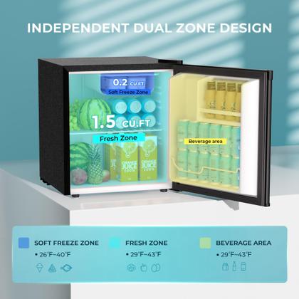 Imagem de Mini geladeira EUHOMY 1,7 pés cúbicos com porta reversível para freezer preta