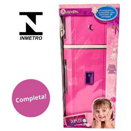 Imagem de Mini Geladeira Infantil Cozinha Brinquedo Grande Menina Rosa