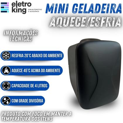 Imagem de Mini Geladeira Portátil Prime Aquece Refrigera 4,0L USB Tipo C 5V Cor Preta Para Carro