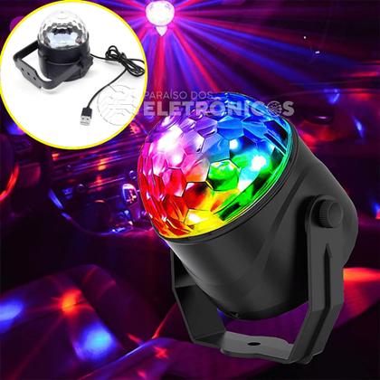 Imagem de Mini Globo Bola Magica Jogo De Luz LED RGB Iluminação Para Festa Alimentação USB 5v LEY2146