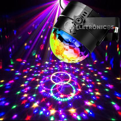 Imagem de Mini Globo de Luz USB LED 7 Cores com Controle Remoto e Sensor de Som CYL5861