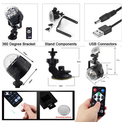 Imagem de Mini Globo de Luz USB LED 7 Cores com Controle Remoto e Sensor de Som CYL5861