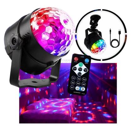 Imagem de Mini Globo de Luz USB LED 7 Cores com Controle Remoto e Sensor de Som CYL5861