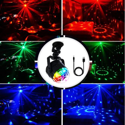 Imagem de Mini Globo de Luz USB LED 7 Cores com Controle Remoto e Sensor de Som CYL5861