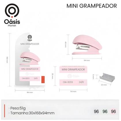 Imagem de Mini Grampeador 12 Folhas Fofo Com Grampos Oasis OIA8203