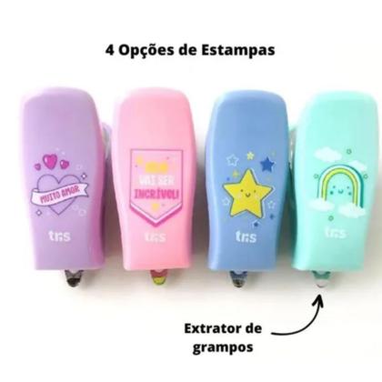 Imagem de Mini grampeador holic t312 18 folhas - cores pasteis - tris