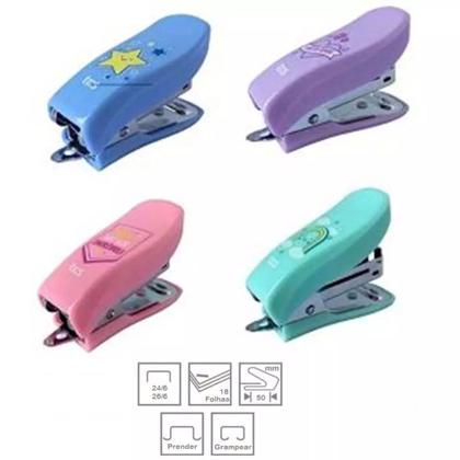 Imagem de Mini grampeador holic t312 18 folhas - cores pasteis - tris