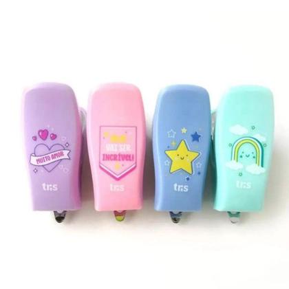 Imagem de Mini grampeador holic t312 18 folhas - cores pasteis - tris