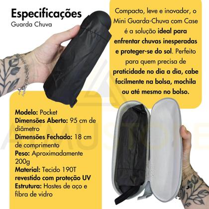 Imagem de Mini Guarda Chuva Portátil Bolsa Cápsula Anti Uv Sombrinha
