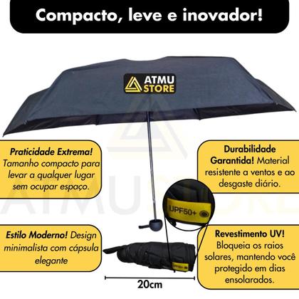 Imagem de Mini Guarda Chuva Portátil Bolsa Cápsula Anti Uv Sombrinha