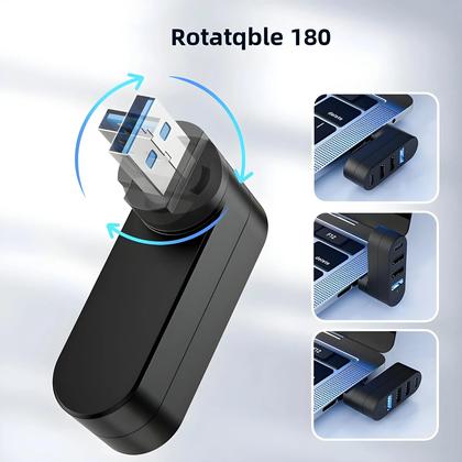 Imagem de Mini Hub USB 4 Portas Alta Velocidade - Adaptador Tipo C 3.0/2.0