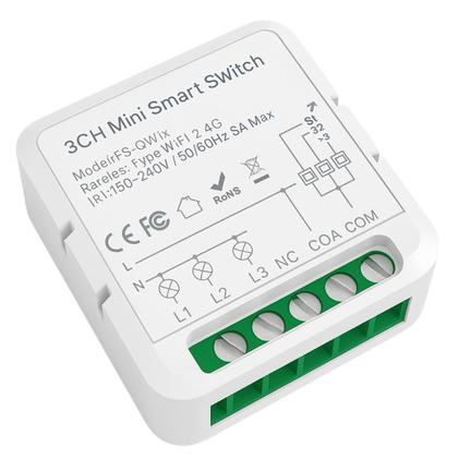 Imagem de Mini Interruptor Inteligente Wifi Tuya 3 Canais B203