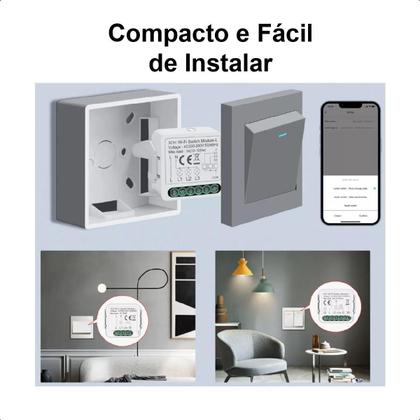Imagem de Mini Interruptor Relé Wi-Fi+Ble 3Canais Automação Tuya