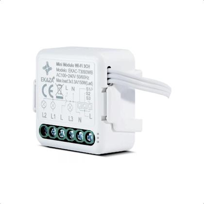Imagem de Mini Interruptor Relé Wi-Fi+Ble 3Canais Automação Tuya