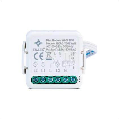 Imagem de Mini Interruptor Relé Wi-Fi+Ble 3Canais Automação Tuya