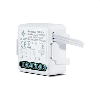 Imagem de Mini Interruptor Relé Wi-Fi+Ble 3Canais Automação Tuya