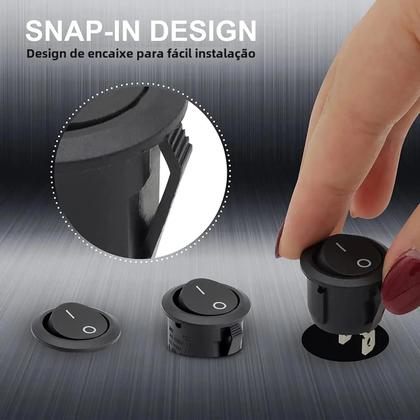 Imagem de Mini Interruptor Rocker 12V 6A 250V - 6 Pacotes Pré-fios para DIY