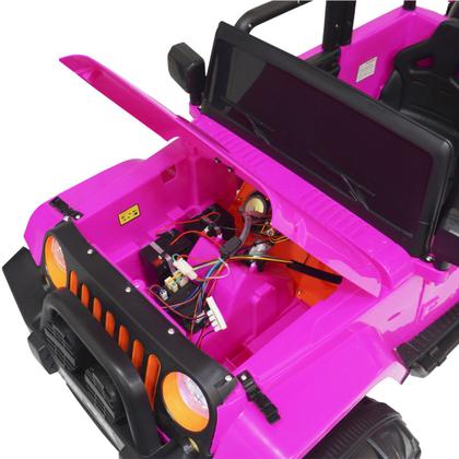 Imagem de Mini Jipe Elétrico Infantil Criança 12V com Controle Remoto Luz Som Usb Mp3 Carro Importway Rosa