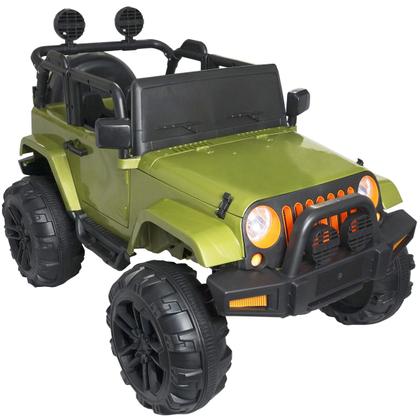 Imagem de Mini Jipe Elétrico Infantil Criança 12V com Controle Remoto Luz Som Usb Mp3 Carro Importway Verde