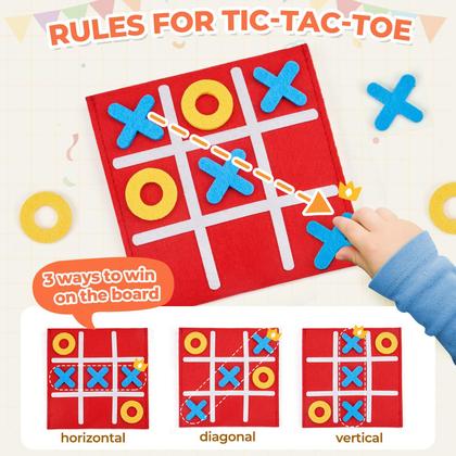 Imagem de Mini jogo de tabuleiro JoyCat Tic Tac Toe para crianças com 12 tabuleiros