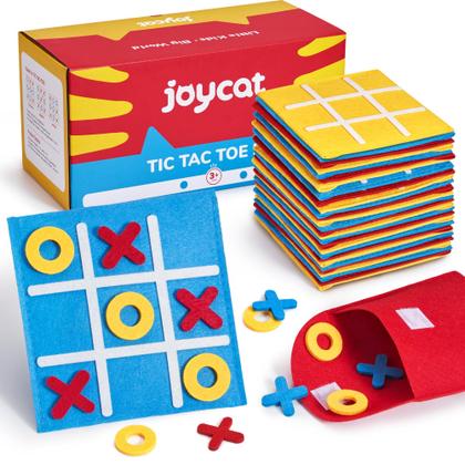 Imagem de Mini jogo de tabuleiro JoyCat Tic Tac Toe para crianças com 12 tabuleiros