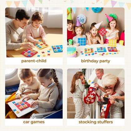 Imagem de Mini jogo de tabuleiro JoyCat Tic Tac Toe para crianças com 12 tabuleiros