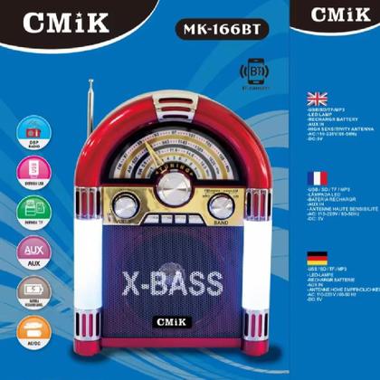 Mini jukebox caixa de som radio am fm usb bluetooth mp3 com led